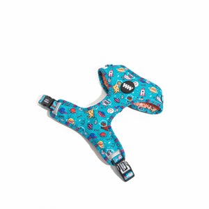 Space Dog Adjustable Harness, Blue Dog Accessories, Boy Dog, Boy Puppy, Trend 2022 Dog Accessory, New Puppy, new puppy gift for boys, stars image 2