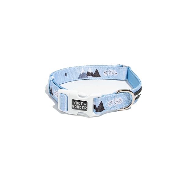 Mountains and Sky Blue Clouds Unisex Dog Collar for sensitive skin, Cute outdoors hiking comfortable dog collar, boy dog collar, boy puppy