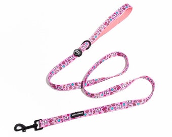 Pink Heart Donut Dog Leash with Unicorns and Carnival, girl puppy leash, training leash for girl dog, cute pink puppy gift for new puppy