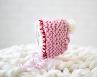 Gorro de pompón tejido para recién nacido