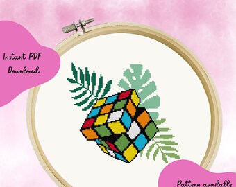Florale nostalgie - kruissteekpatroon Rubik's Cube - direct downloaden