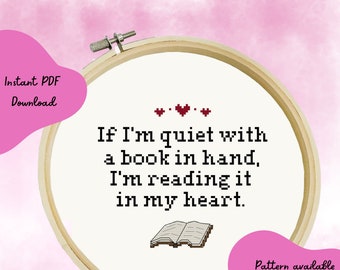 Reading Inside My Heart Cross Stitch Pattern - Book Cross Stitch - Instant Download