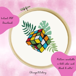 Floral Nostalgia - Rubik&#39;s Cube Cross Stitch Pattern - Instant Download