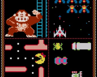 Patrón de punto de cruz de videojuego Arcade Block 1 - Descarga instantánea