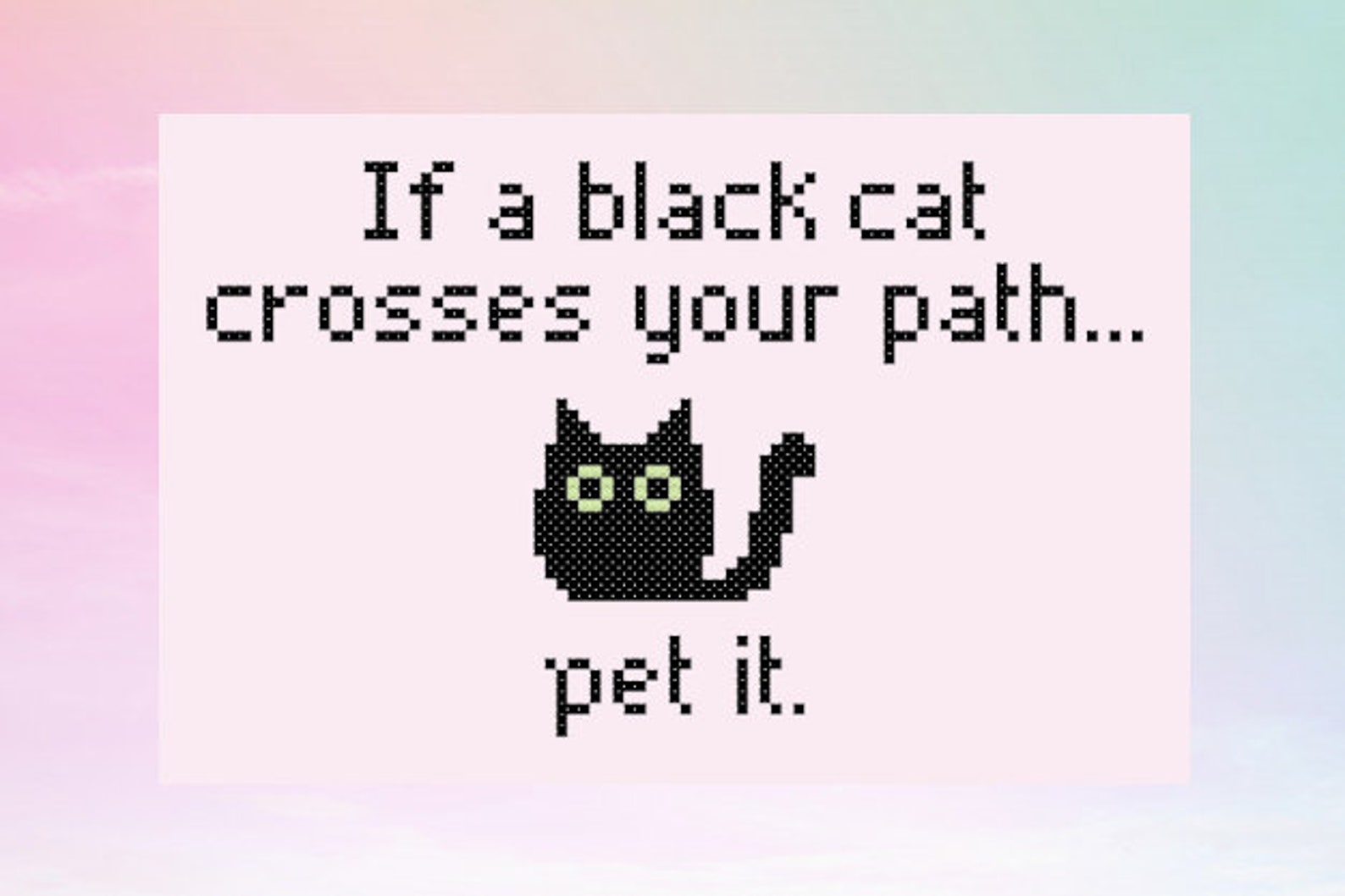 If a Black Cat Crosses Your Path... Cross Stitch Pattern Cat Etsy