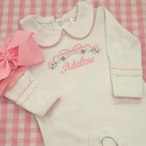 Baby Girl Coming Home Outfit-Newborn Girl Take Home Outfit- Personalized Baby Girl Footie Newborn Girl Footie