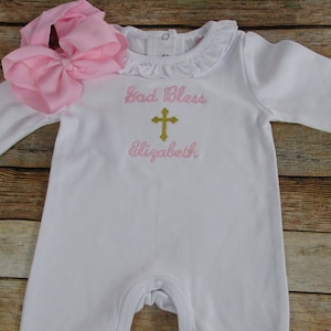Girl Christening Outfit, Girl  Baptism Outfit,Baby Dedication, Baby Girl Christian Outfit, Baby Girl Communion Set, Baby Girl Romper