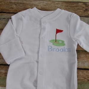 Personalized Newborn Boy Golf Coming Home Outfit/Golf Newborn Romper/Golf baby boy hat/baby newborn outfit/Baby Boy Golf Footie
