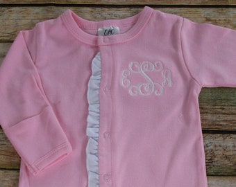 Baby Girl Coming Home Outfit-Monogrammed Footie, Romper,personalized baby gift