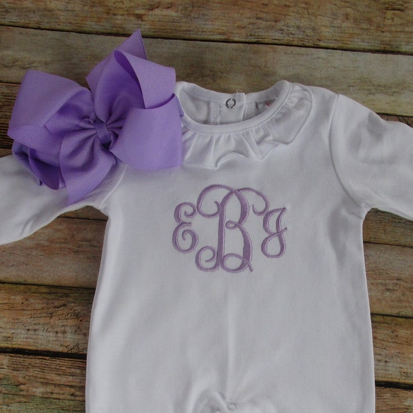 Baby Girl Coming Home Outfit/Baby Girl Take Home Outfit/Newborn Footie/Lavender Footie/Baby Girl Shower Gift