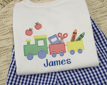 Embroidered Train Back to School Shirt: Personalized Outfit