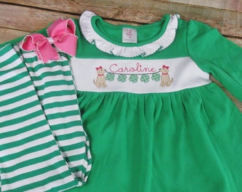 St. Patrick's  Girl Shirt/Tunic-Shamrock-Lucky Shirt-Puppy Shirt