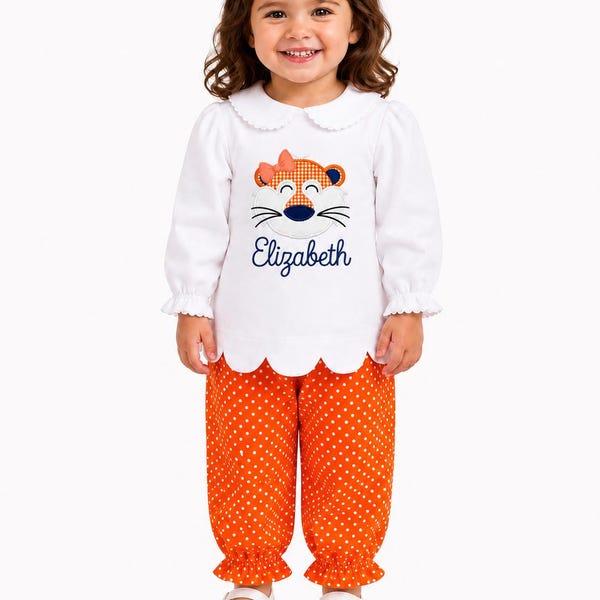 Personalized Girls Tiger Outfit, Monogrammed Game Day Set-Team Spirit