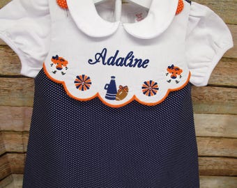 Girl Game Day Dress, Team Spirit, Tiger Dress, Orange and Navy Blue Dress