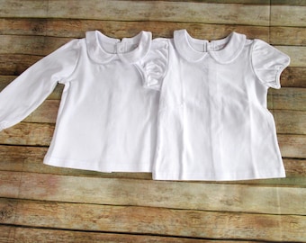 Girl Peter Pan Collar Shirt-Peter Pan Collared Shirt-Girl White shirt
