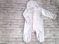 Personalized Knit Baby Footie with Cross - Christian Dedication Gift