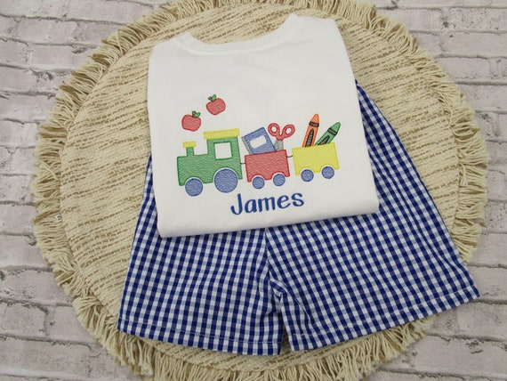 Embroidered Train Back to School Shirt: Personalized Outfit