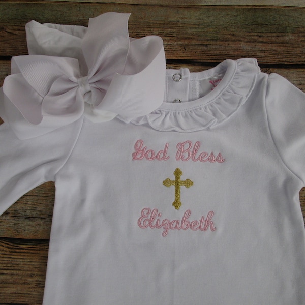 Girl Christening Outfit, Girl  Baptism Outfit,Baby Dedication, Baby Girl Christian Outfit, Baby Girl Communion Set, Baby Girl Romper