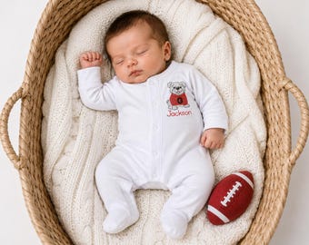 Bulldog Romper, Game Day,Team Spirit, Personalized Baby Boy Footie-Dawgs