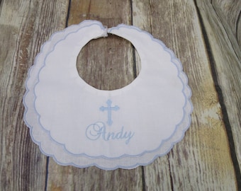 Baptism Bib-Christening Bib-Baby Boy Bib-Personalized Boy Bib-Cross Bib-Baby Dedication Bib-Boy Baptism Bib- Bib-Monogrammed Boy Bib