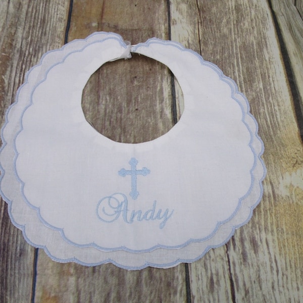 Baptism Bib-Christening Bib-Baby Boy Bib-Personalized Boy Bib-Cross Bib-Baby Dedication Bib-Boy Baptism Bib- Bib-Monogrammed Boy Bib