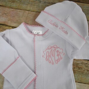 Baby Girl Coming Home Outfit-Newborn Girl Take Home Outfit- Personalized Baby Girl Footie Newborn Girl Footie