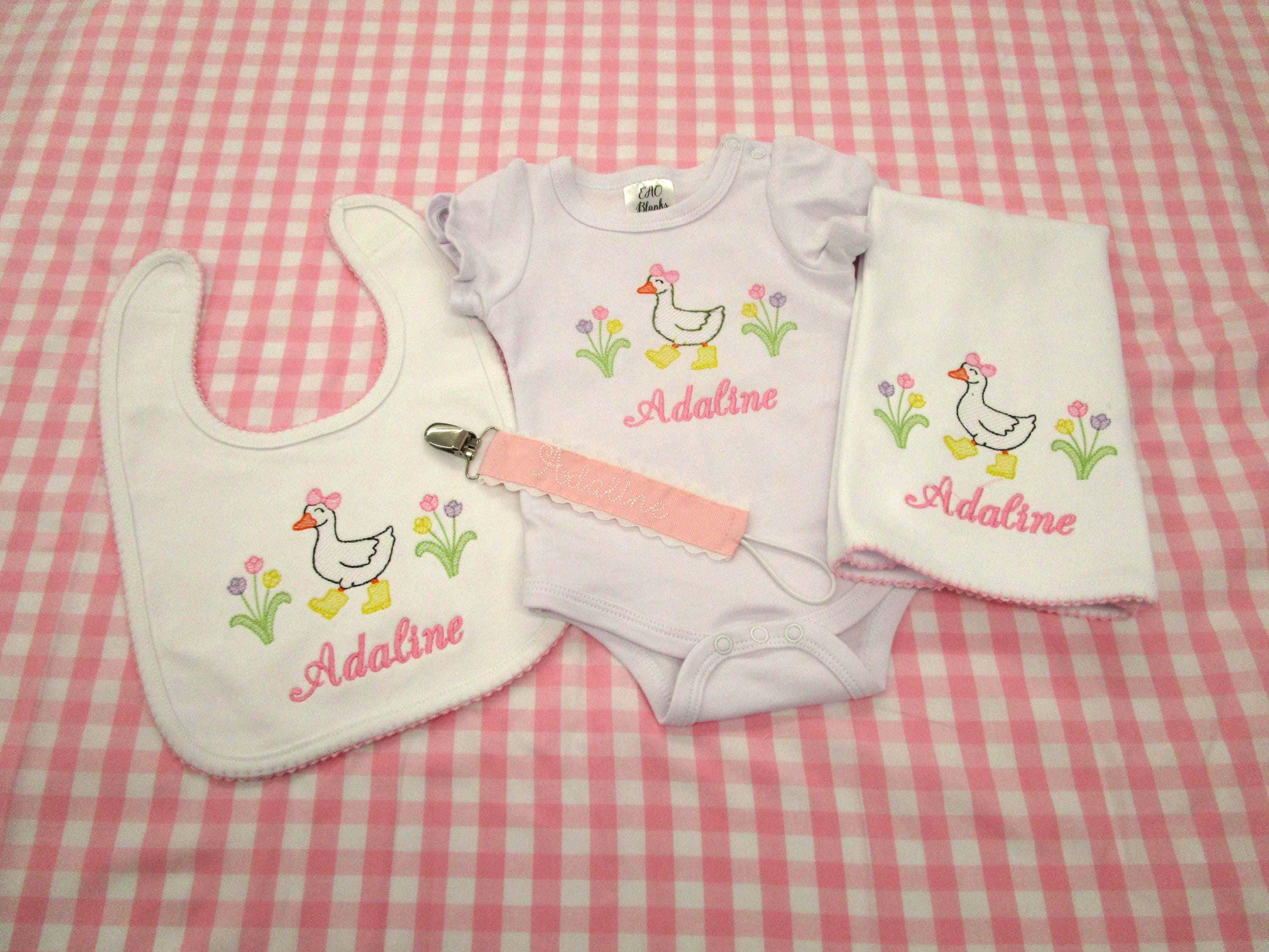 Personalized Newborn Girl Footie Set: Silly Goose Take Home Outfit