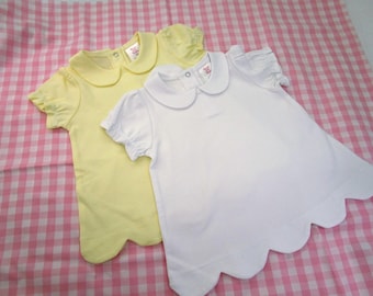 Scalloped Shirt-Girl Peter Pan Collar Shirt-Peter Pan Collared Shirt-Yellow White shirt