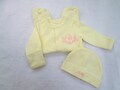 Personalized Yellow Knit Baby Girl Footie and Hat Set: Pink Bow, Picot Trim-Newborn Coming Home