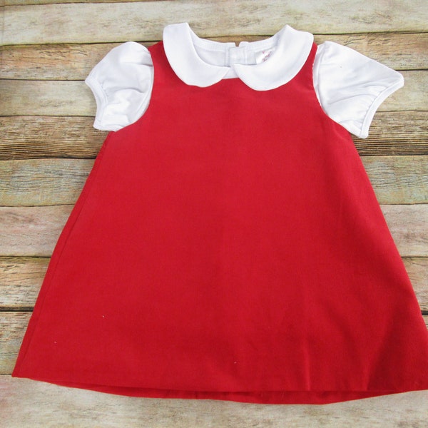 Girl Red Dress-Girl A-line Dress-Peter Pan Collar Shirt-Valentine Dress
