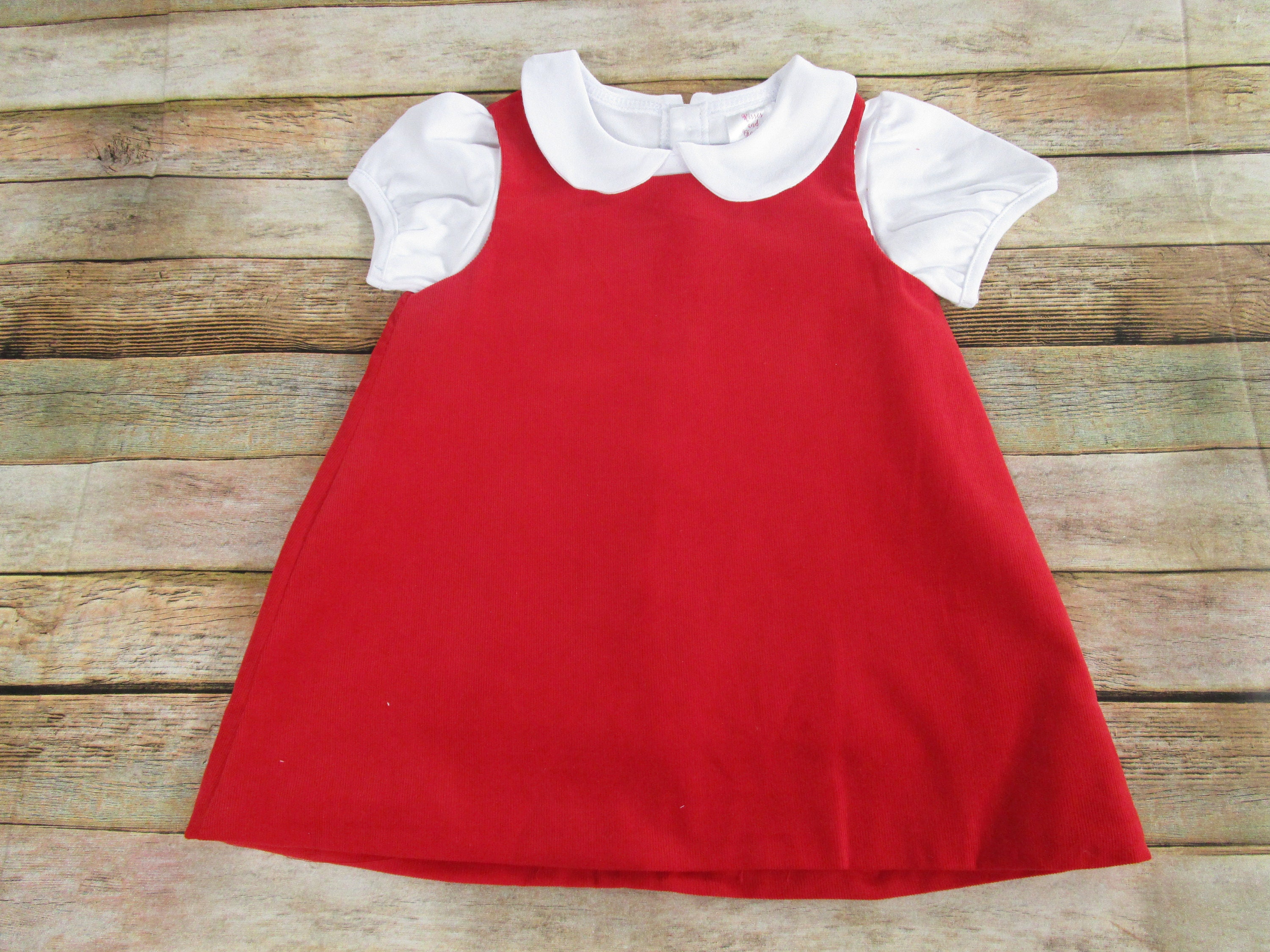 Girls red dress hot sale with white collar