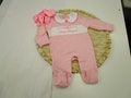 Baby Girl Coming Home Outfit-Monogrammed Footie Romper-Personalized baby gift-Bow/Take Home Outfit
