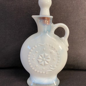 Vintage Jim Beam Milk Glass Decanter with Stopper, Free Shipping