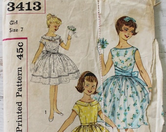 CUT & Used VINTAGE Sewing Pattern Simplicity 4119 Size 3 Girls, Child ...
