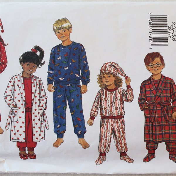 UNCUT Butterick Sewing Pattern - 3042 - size 7, 8, 10 (children's, boy's, girl's) - pattern - 2001 - Robe, Belt, Pajamas, Hat, Booties