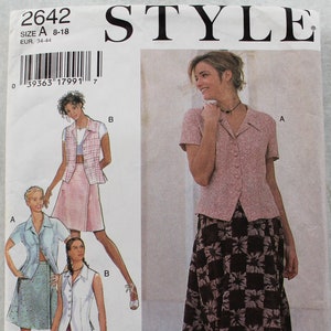 CUT & Used Sewing Pattern - Style 2642 -size 8-18 ,misses dresses, 1995