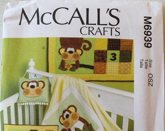 UNCUT McCall's Sewing Pattern - 6939 - one size - uncut craft pattern - 2014 - Monkey Door Decoration, Blanket, and Quilt