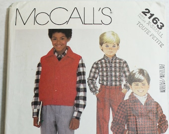 UNCUT McCall's Sewing Pattern - 2163 - size X-SMALL - Children's and Boy's Jacket, Vest, Shirt, Pants