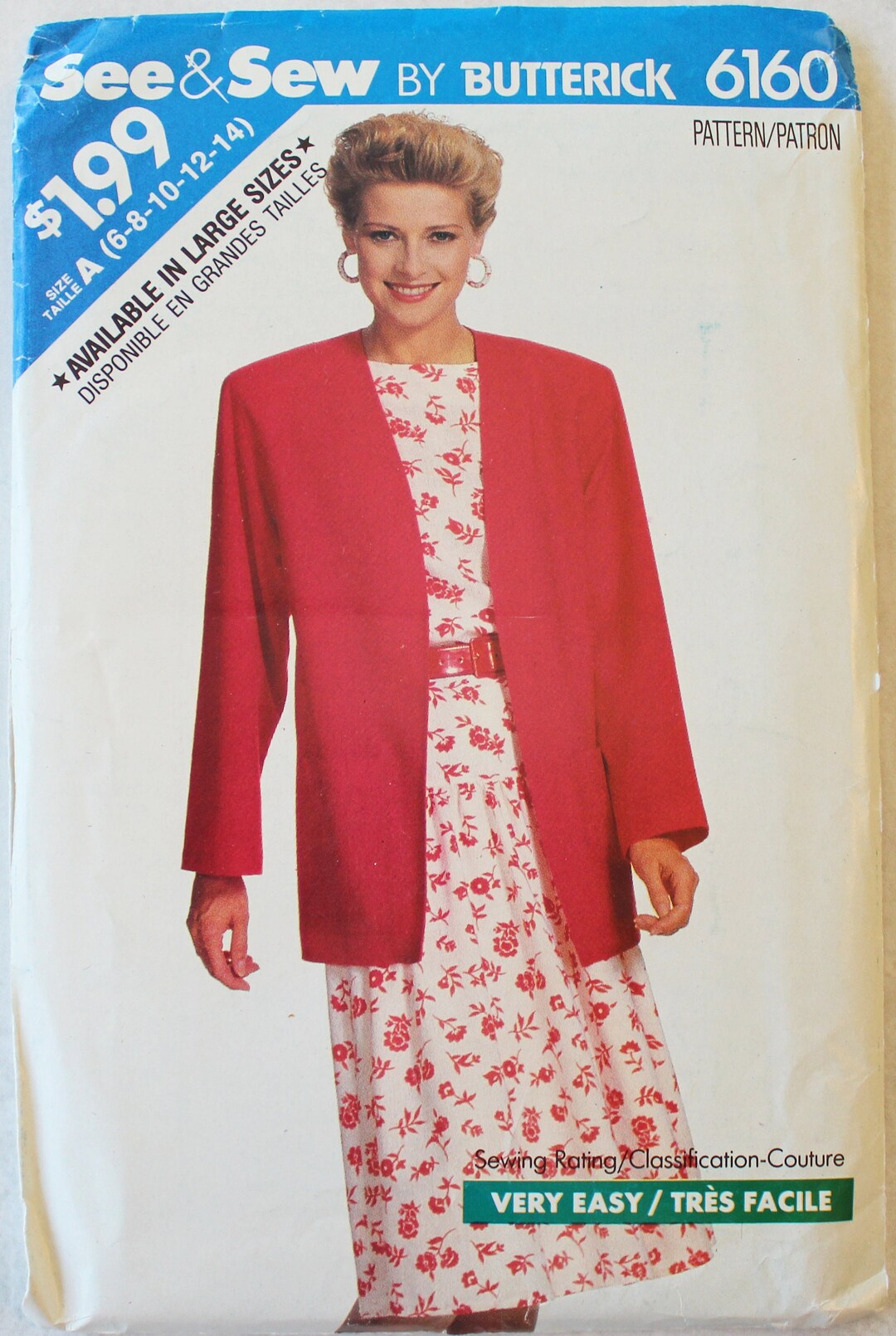 UNCUT Butterick See & Sew Sewing Pattern - 6160 - Size A 6, 8, 10, 12 ...