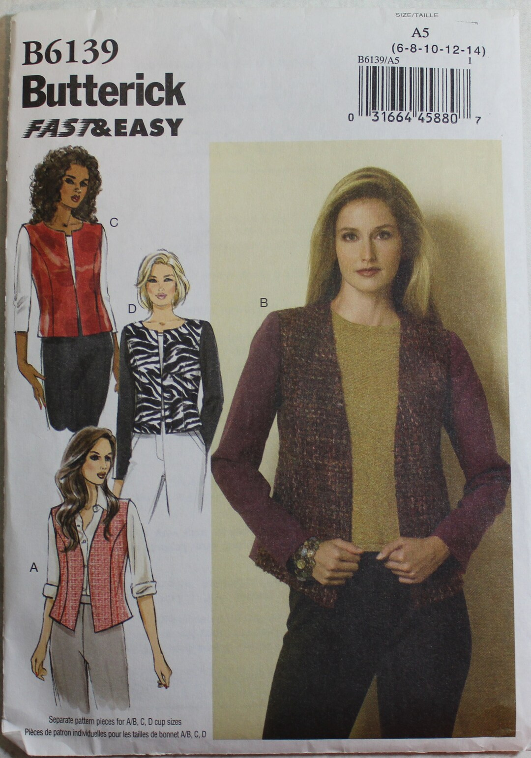 UNCUT Butterick Sewing Pattern - 6139 - Size A5 6 - 8 - 10 - 12 - 14 ...