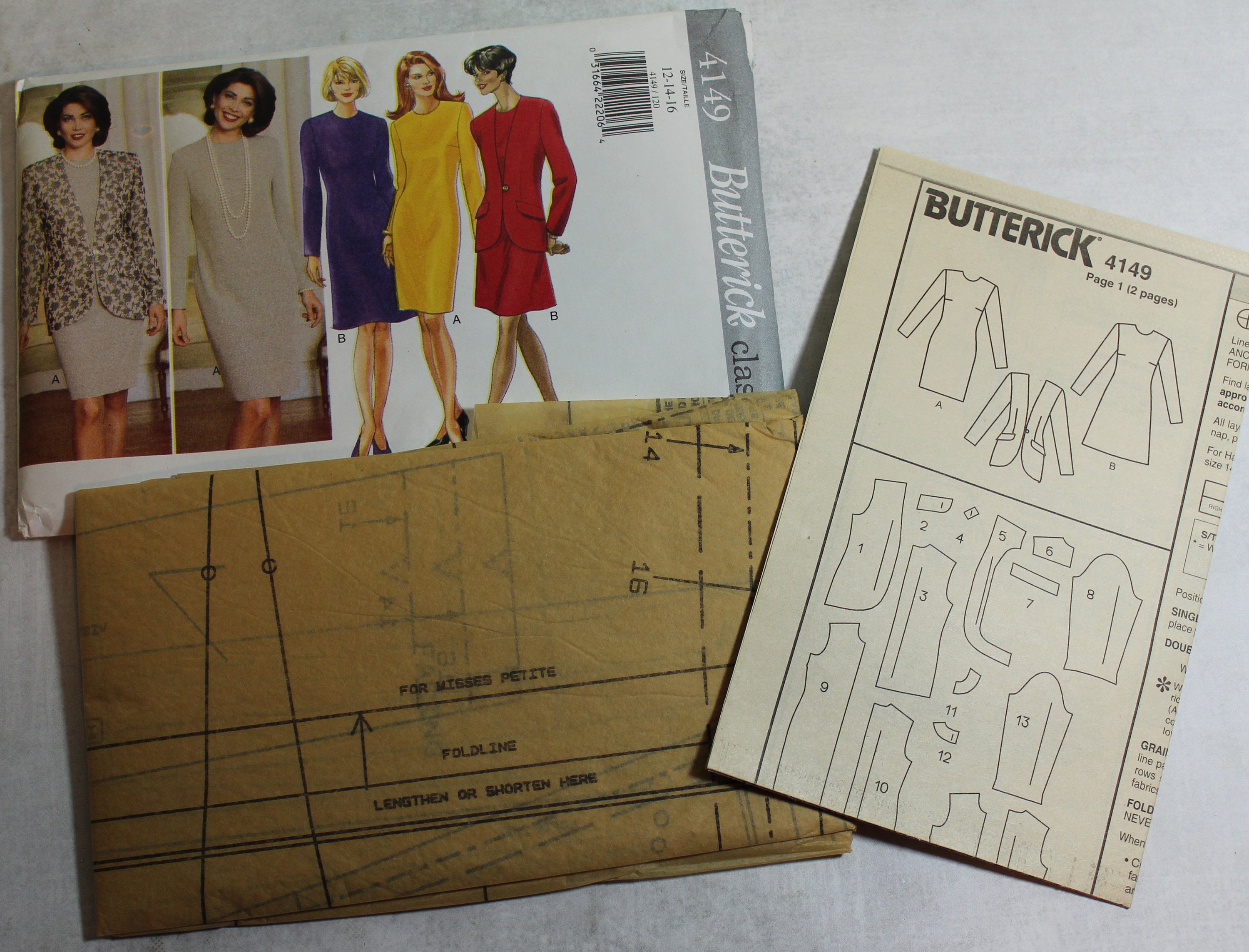 UNCUT Butterick Sewing Pattern - 4149 - Size 12 - 14 - 16 (womens ...