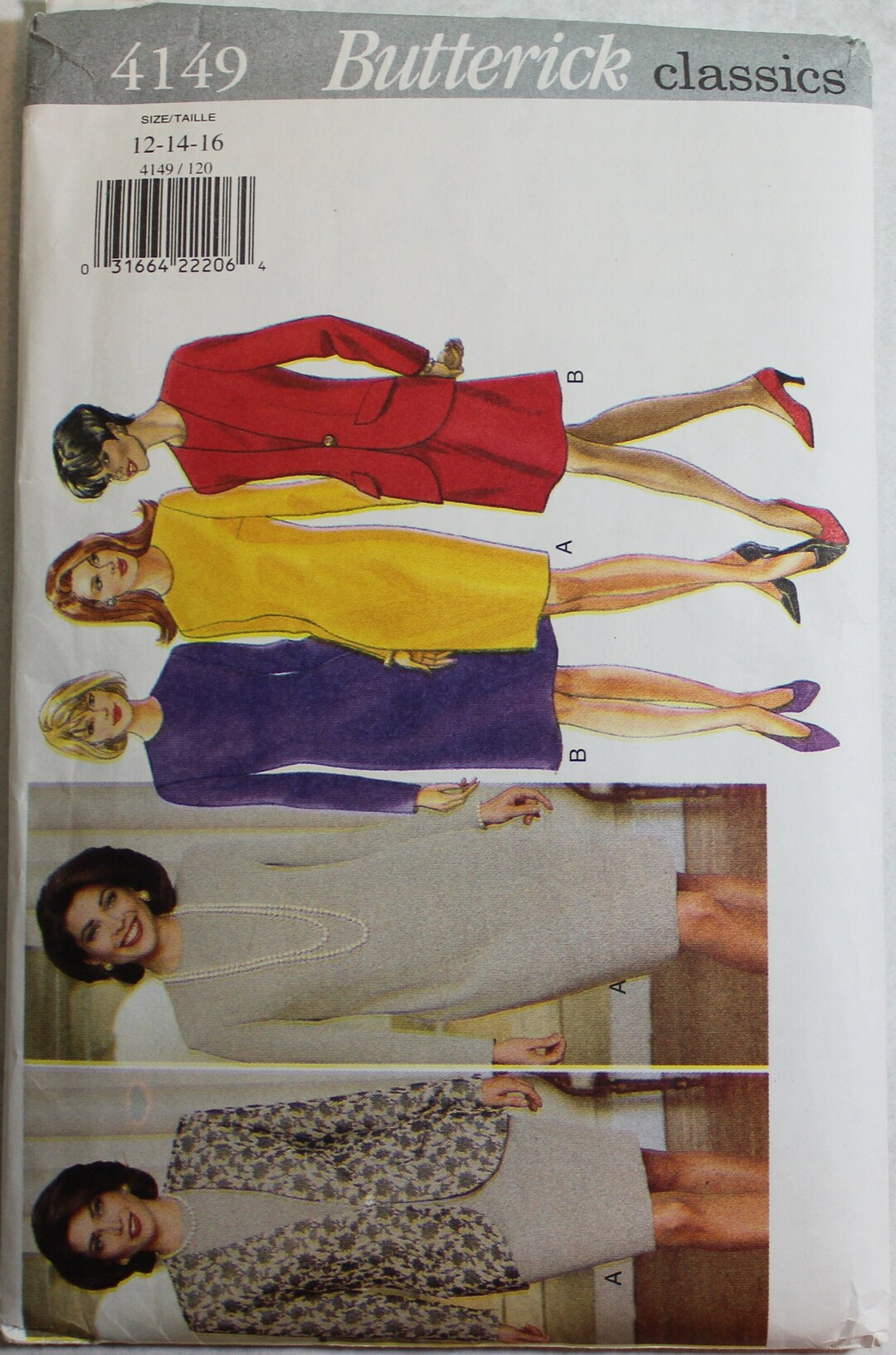 UNCUT Butterick Sewing Pattern - 4149 - Size 12 - 14 - 16 (womens ...