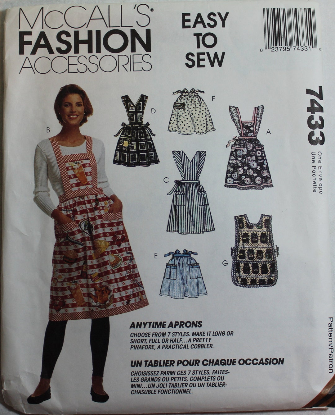 UNCUT Mccall's Sewing Pattern 7433 One Size Uncut Sewing Pattern 1994