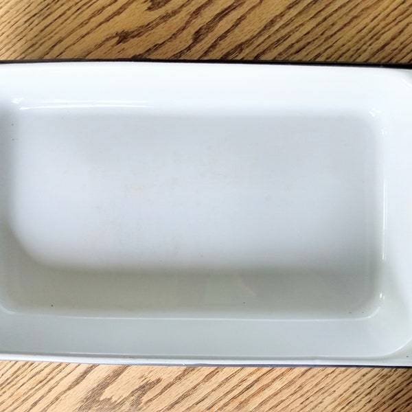 Large 16" x 10" Enamel Rectangular Pan Baking Dish Vintage Farmhouse Succulent planter decor