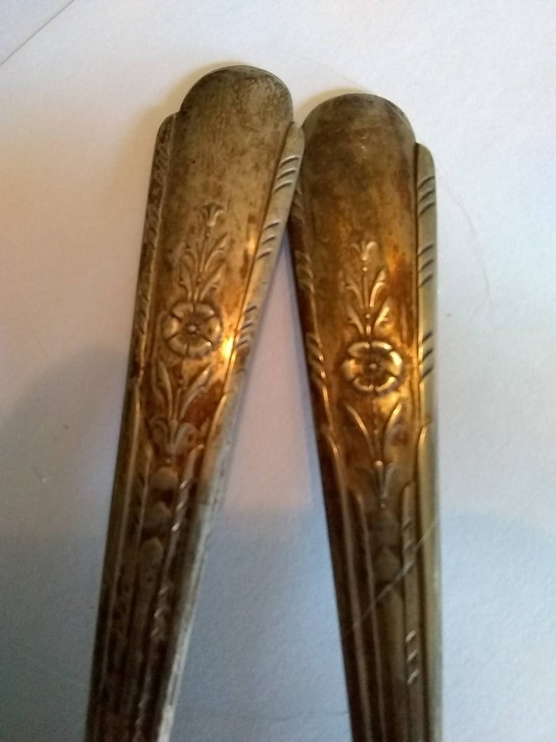 Early Vintage Crosby Silverplate Tablespoons Set of 2 Floral Art Deco Table Dining Elegant Serving