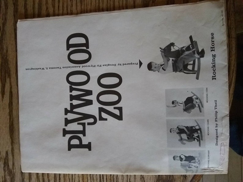 Vintage Plywood Rocking Horse Pattern and Directions Plywood Zoo Pony Wood Riding Toy Mid Century Child Toddler Birthday Christmas Project