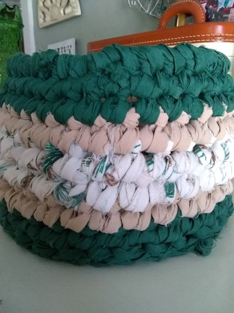 Large Rag Rug Basket Crocheted Eco Friendly Upcycled Cotton Etsy