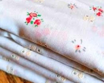 Vintage Petite Rose Fabric 3.5 yards x 44 inches 1970s Wamsutta