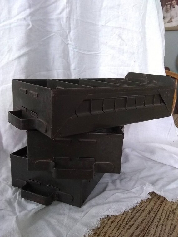 Set Of 3 1940s Industrial Era Steampunk Metal Office File Etsy
