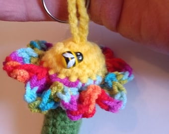 Crochet Flower Lip Balm Holder Keychain Choice of Color Spring Bees Ladybugs Easter Basket